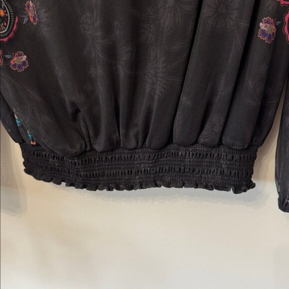 Desigual Women Multicolor Floral Long Sleeve Top Blouse Size Large - Picture 5 of 12